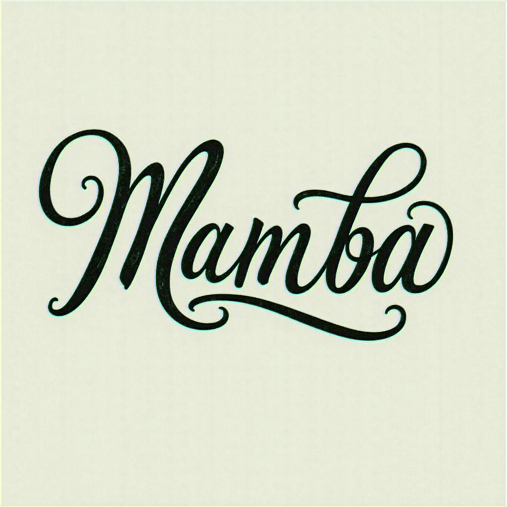 Mamba Mentalityin elegant cursive calligraphy style 2d tattoo, decorate with roses, featuring a smooth and flowing handwritten script with slightly thickened strokes for a luxurious and bold appearance, heart symbol between names, sleek and glossy black text with shadowing, minimalist matte white background, clean and sharp edges, illuminated with soft lighting, romantic, 8k, high-quality textures with refined typography - Variation 4
