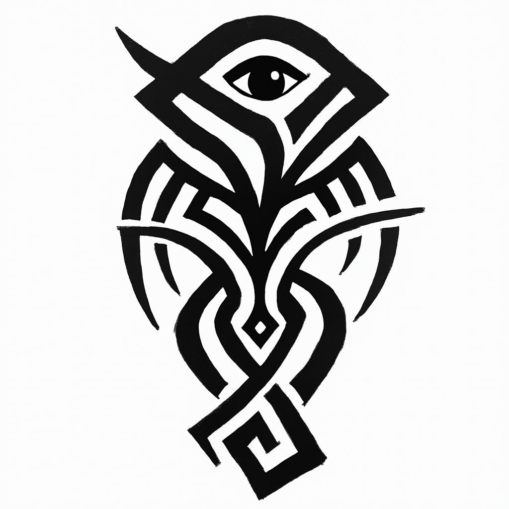 I'm a virgo, quiet and decent, wanted to show her likes and desires to everyone but, too shy to do that.in tribal tattoo style, featuring bold and black geometric shapes, curved lines, intertwine and flow seamlessly, creating a powerful and symbolic design, polynesian and maori styles - Variation 3