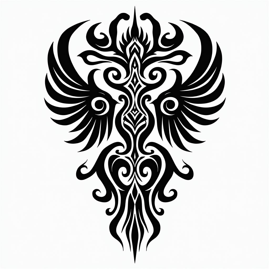 I'm a virgo, quiet and decent, wanted to show her likes and desires to everyone but, too shy to do that.in tribal tattoo style, featuring bold and black geometric shapes, curved lines, intertwine and flow seamlessly, creating a powerful and symbolic design, polynesian and maori styles - Variation 4