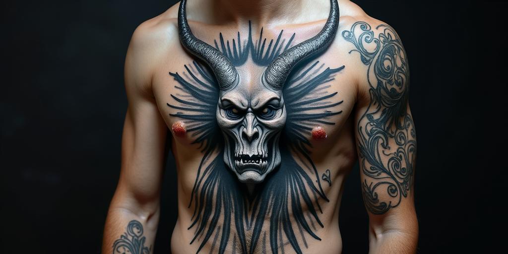 Norse Goddess Hel (In Norse mythology, Hel is described as a being of striking duality: half flesh-colored and half blue, often associated with death. This visual representation, along with her grim and fierce expression, emphasizes her role as the queen of Helheim, the underworld)in realism tattoo style, featuring a highly detailed, lifelike, capturing every detail, photorealistic, ultra realistic, intricate shading, smooth and sharp,   - Variation 2