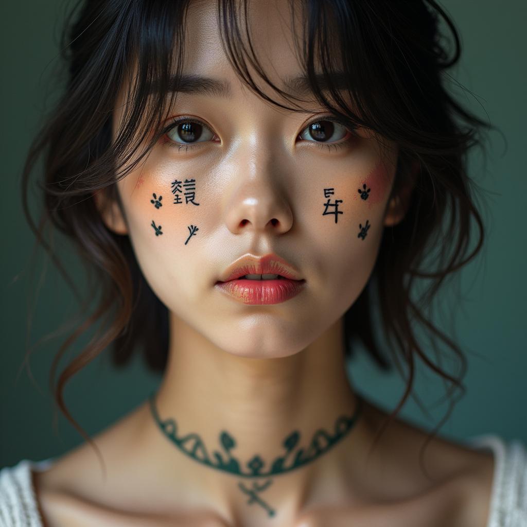 Reflect my lifetext-based tattoo, japanese font ultra-realistic, perfectly placed, high-quality font design, photo-realistic shading, 8k, high quality, finely detailed typograph - Variation 2