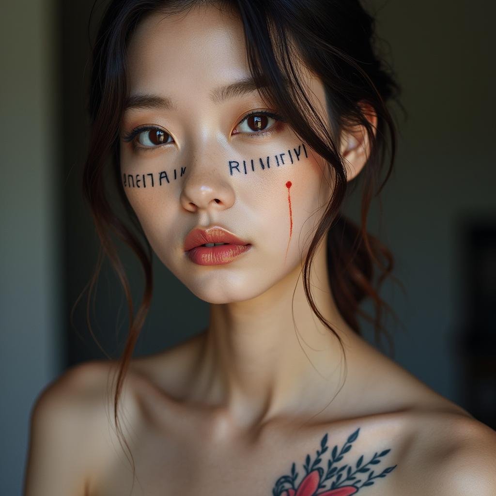 Reflect my lifetext-based tattoo, japanese font ultra-realistic, perfectly placed, high-quality font design, photo-realistic shading, 8k, high quality, finely detailed typograph - Variation 4