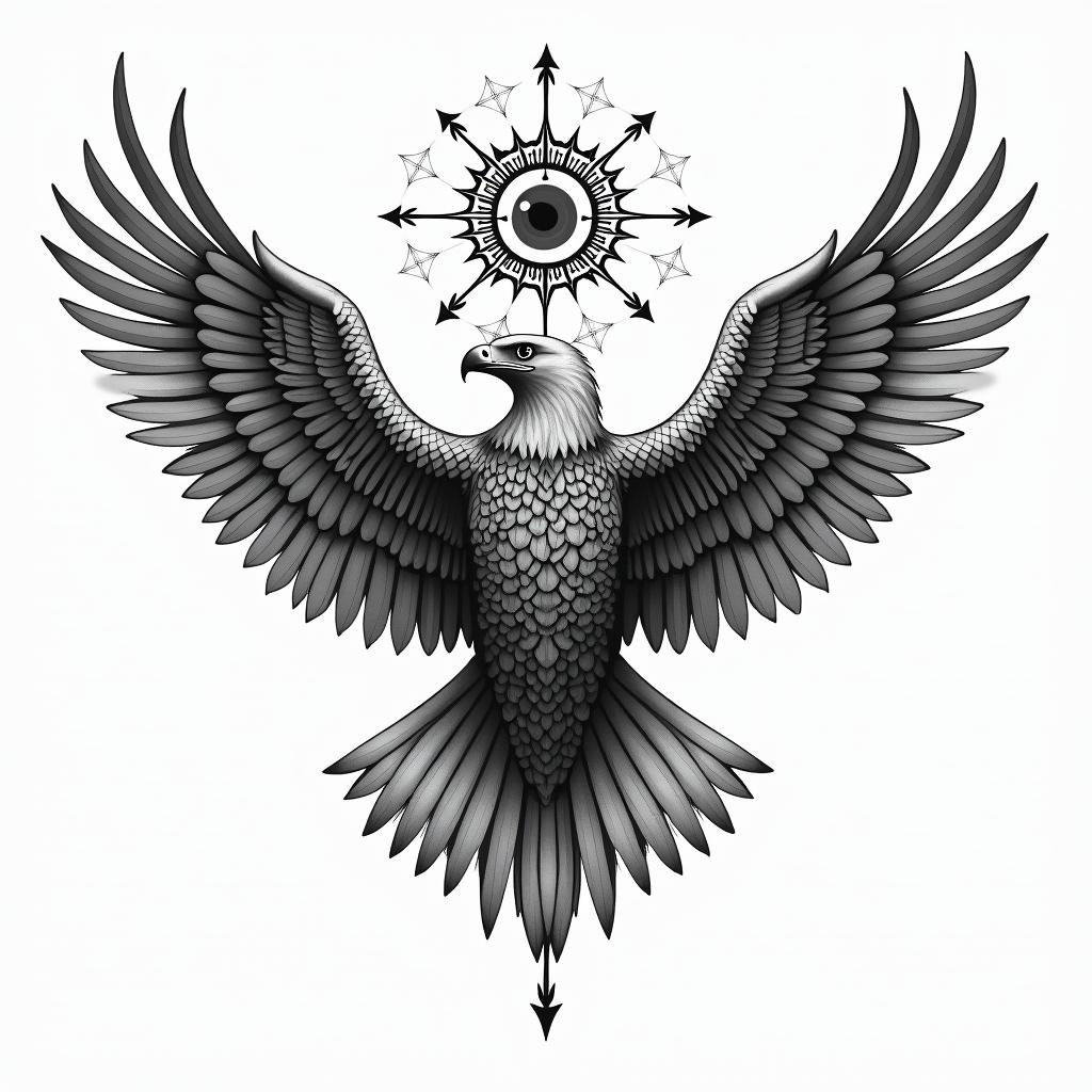 I want to create tattoo at my back it represent my experiences in life from the hard situations that I past stand alone and been resilience like an eagle with added lotus and stars, evil eye infinity symbol strong independent women ready to fly win strong winds please make it more powerful tattoo symbol
can u help me send designhigly detailed tattoo - Variation 3
