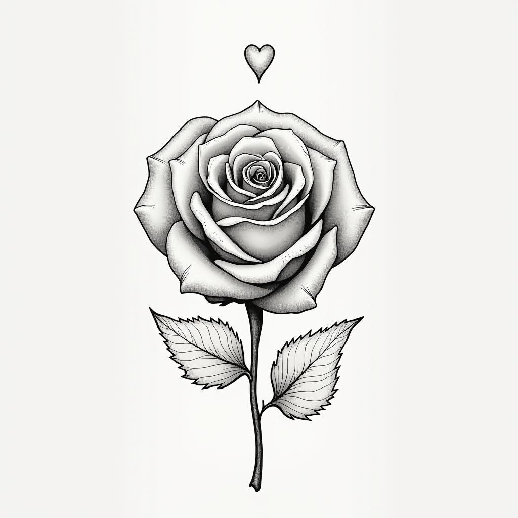 Rose, first name Rose, date 26/02/2018, momin Modest style tattoo, featuring soft, delicate line work with simple and meaningful symbols, gentle waves, a heart, evoking a sense of serenity and grace, - Variation 8