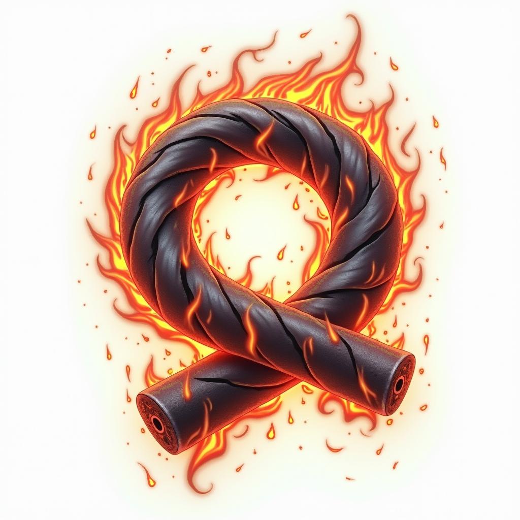 Infinityin flame tattoo style showcasing fiery elements with dynamic flame patterns, glowing effect of flames, natural colors - Variation 1