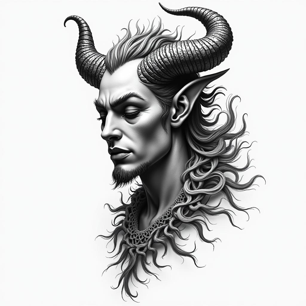 Laplace demon classic  deterministic time does not exist we live in a deterministic universein bohemian style tattoo, 8k - Variation 3