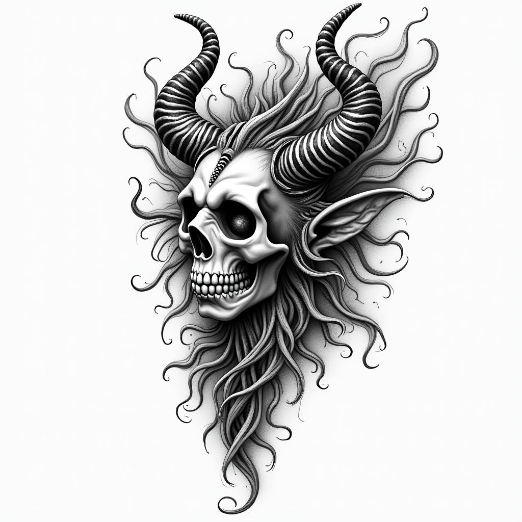 Laplace demon classic  deterministic time does not exist we live in a deterministic universein bohemian style tattoo, 8k - Variation 4