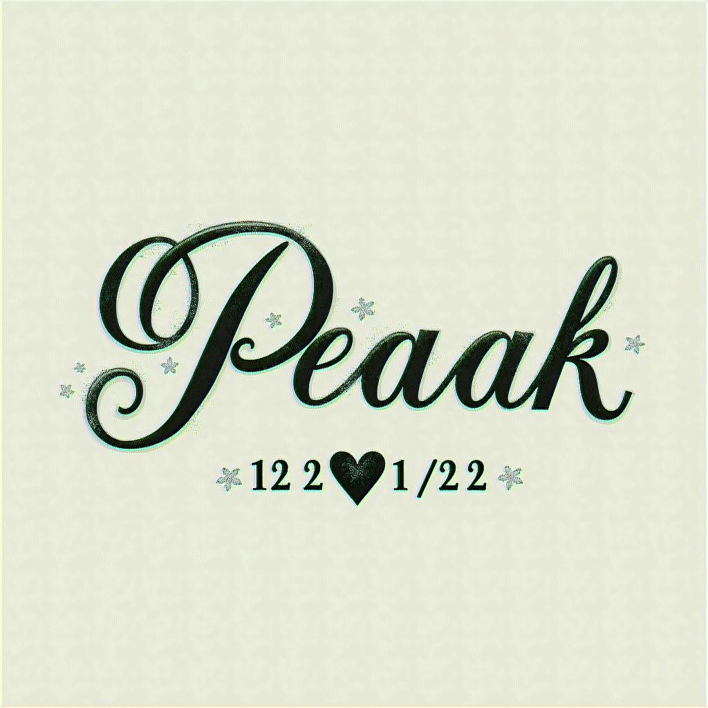 The name Jordan Pack with the date 02/15/23in elegant cursive calligraphy style 2d tattoo, decorate with roses, featuring a smooth and flowing handwritten script with slightly thickened strokes for a luxurious and bold appearance, heart symbol between names, sleek and glossy black text with shadowing, minimalist matte white background, clean and sharp edges, illuminated with soft lighting, romantic, 8k, high-quality textures with refined typography - Variation 3
