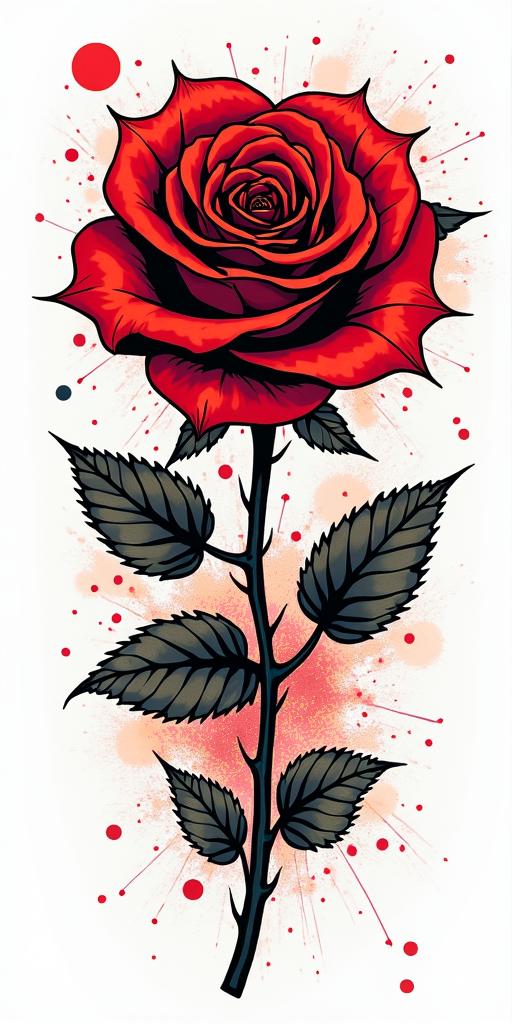 Rubyin pop art style tattoo, featuring bold and vibrant colors, exaggerated outlines, iconic imagery, inspired by comic books and speech bubbles, comic book characters, retro pop culture - Variation 2