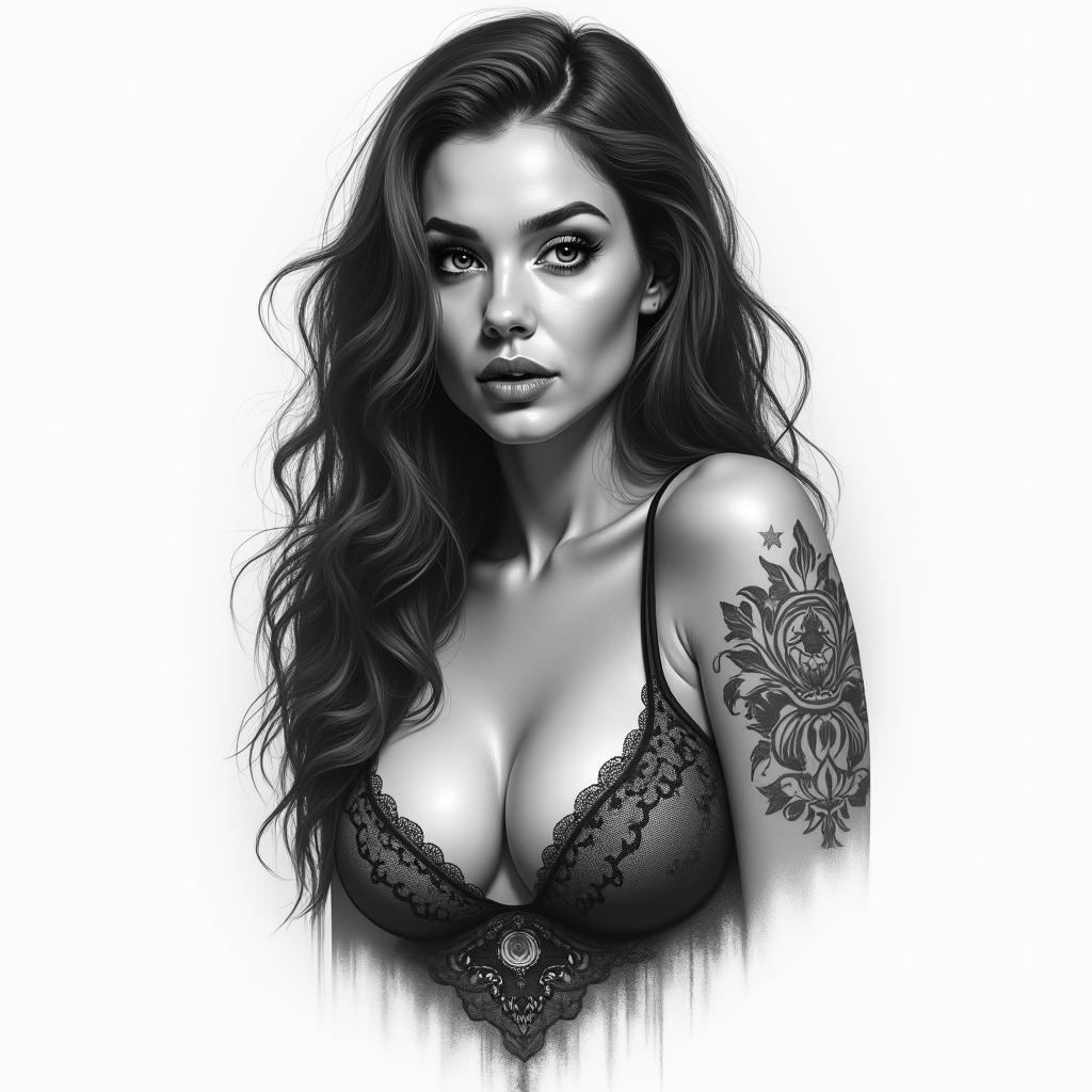 Super momin realism tattoo style, featuring a highly detailed, lifelike, capturing every detail, photorealistic, ultra realistic, intricate shading, smooth and sharp,   - Variation 2