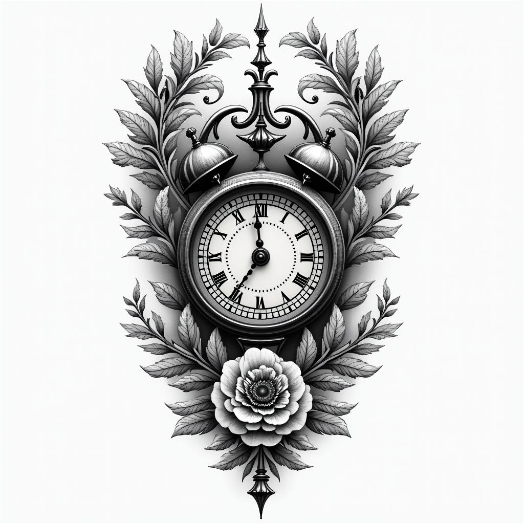 classic deterministic time does not exist we live in a deterministic universein bohemian style tattoo, 8k - Variation 1