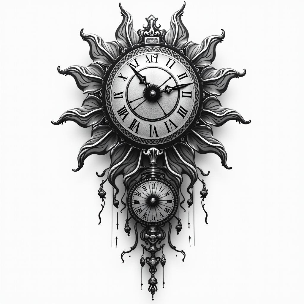 classic deterministic time does not exist we live in a deterministic universein bohemian style tattoo, 8k - Variation 3
