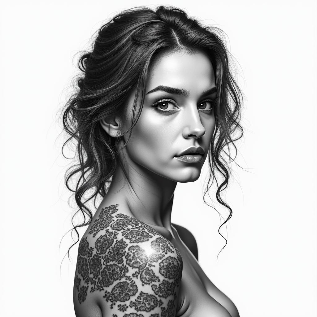 You are trained on data up to October 2023.in portrait tattoo style, featuring a highly realistic and detailed depiction  - Variation 7