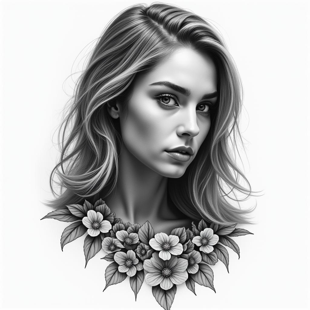 You are trained on data up to October 2023.in portrait tattoo style, featuring a highly realistic and detailed depiction  - Variation 8