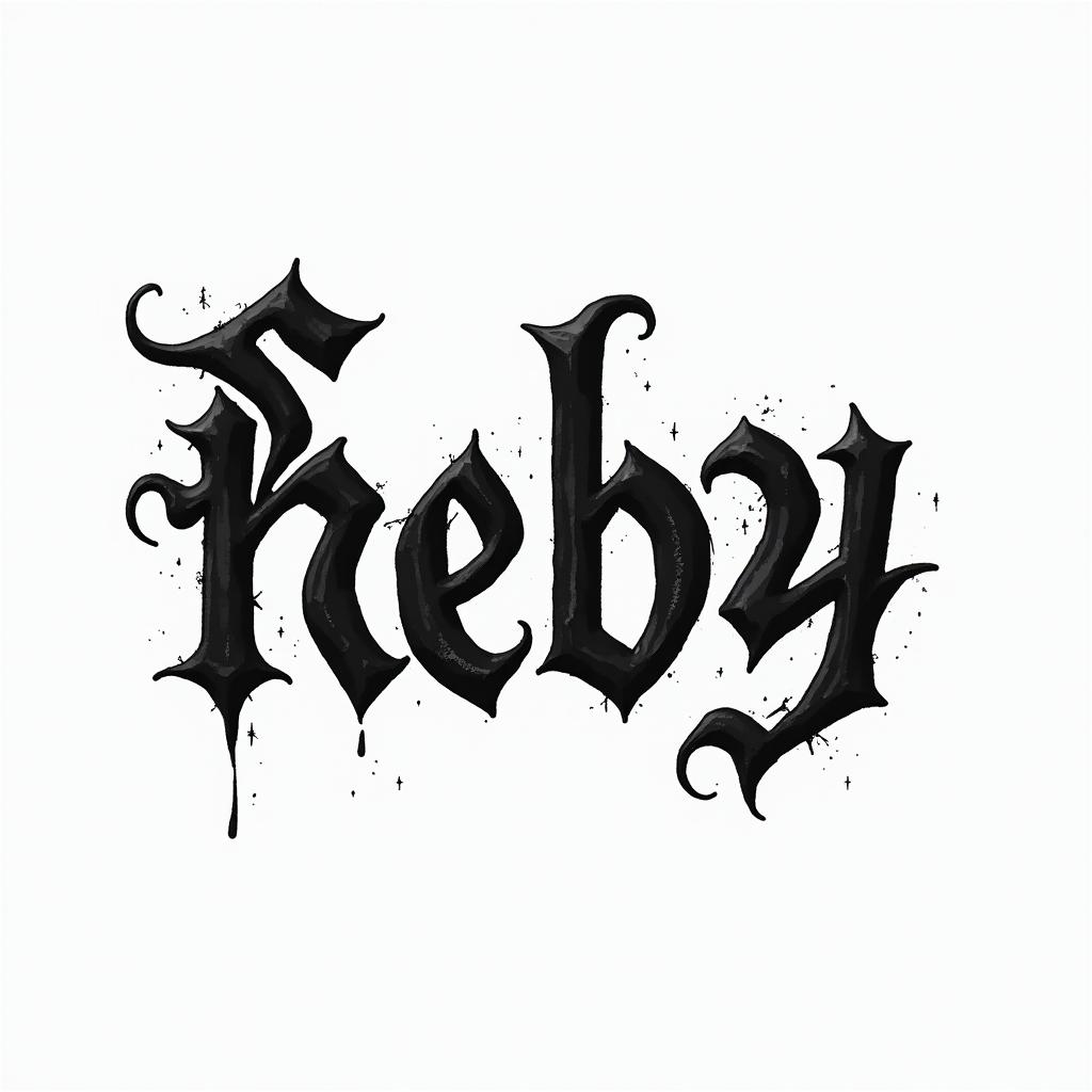Rubytext-based tattoo, gothic font ultra-realistic, perfectly placed, high-quality font design, photo-realistic shading, 8k, high quality, finely detailed typography - Variation 2