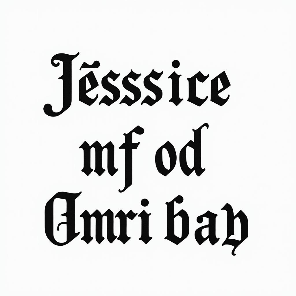 Jéssica my wife and children Amanda and Antonyminimalist text-based tattoo, Monospace font ultra-realistic, perfectly placed, high-quality font design, photo-realistic shading, 8k, high quality, finely detailed typograph - Variation 2