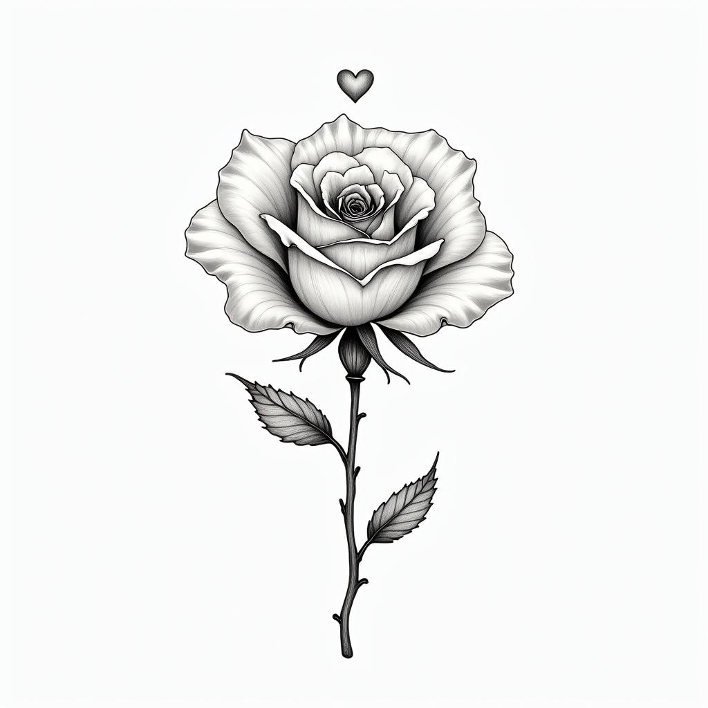 Maman rosein Modest style tattoo, featuring soft, delicate line work with simple and meaningful symbols, gentle waves, a heart, evoking a sense of serenity and grace, - Variation 1