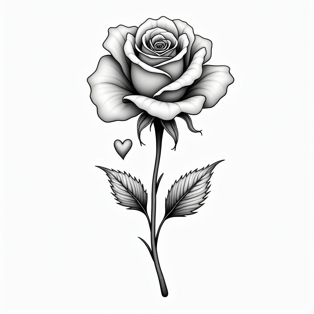 Maman rosein Modest style tattoo, featuring soft, delicate line work with simple and meaningful symbols, gentle waves, a heart, evoking a sense of serenity and grace, - Variation 2
