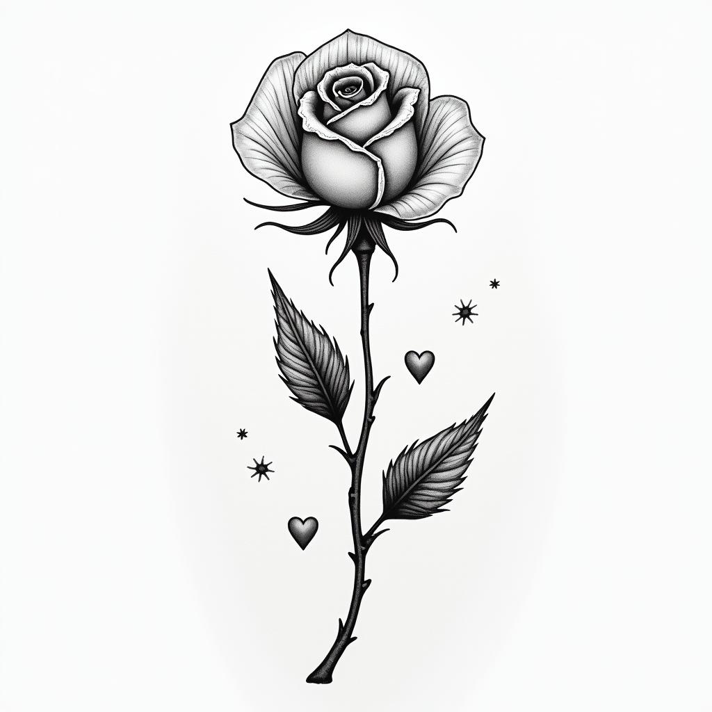 Maman rosein Modest style tattoo, featuring soft, delicate line work with simple and meaningful symbols, gentle waves, a heart, evoking a sense of serenity and grace, - Variation 3