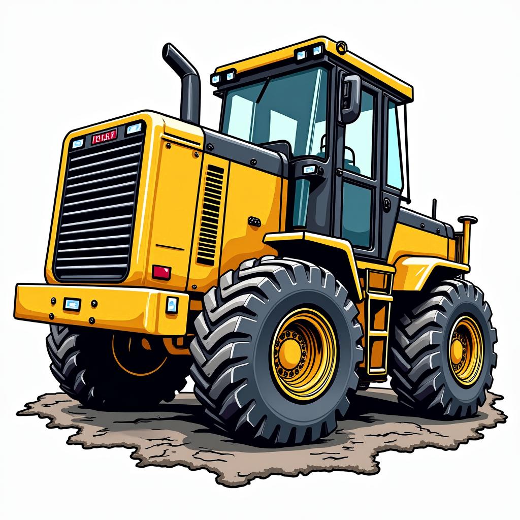 Caterpillar excavatorin pop art style tattoo, featuring bold and vibrant colors, exaggerated outlines, iconic imagery, inspired by comic books and speech bubbles, comic book characters, retro pop culture - Variation 4