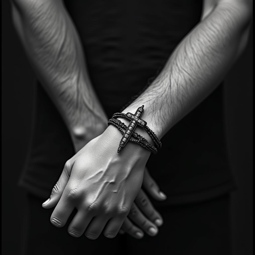 Rosary bracelethigly detailed tattoo - Variation 7
