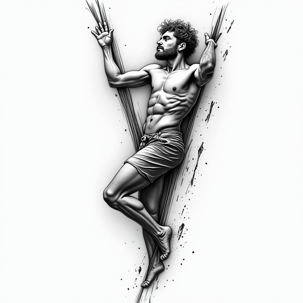A quick draw used for climbing higly detailed tattoo