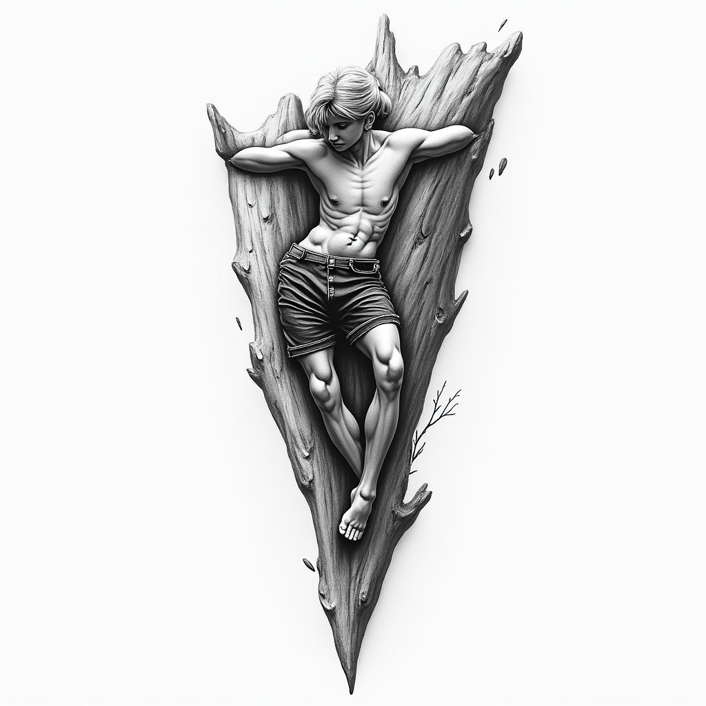 A quick draw used for climbing higly detailed tattoo - Variation 2