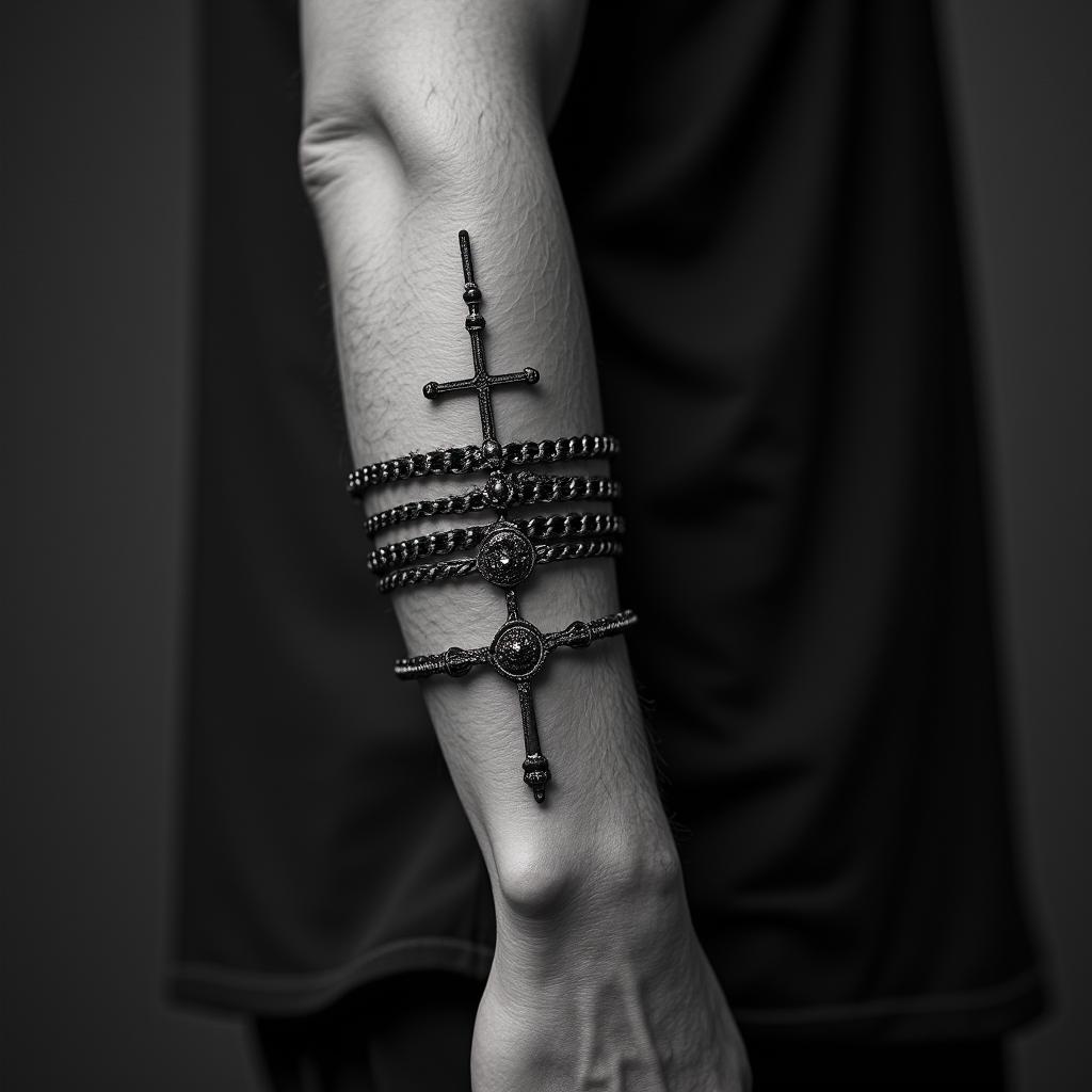 Rosary bracelethigly detailed tattoo