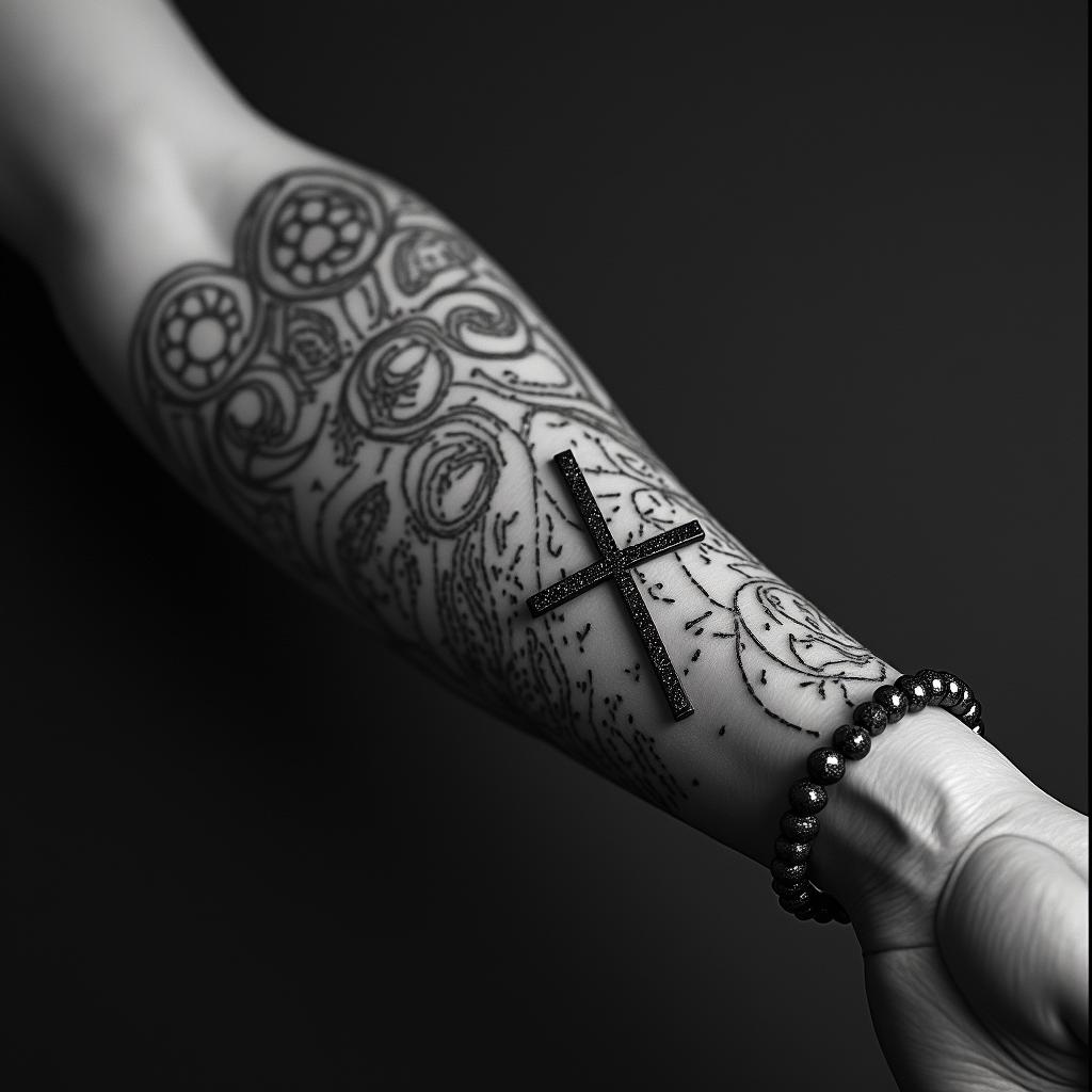 Rosary bracelethigly detailed tattoo - Variation 3