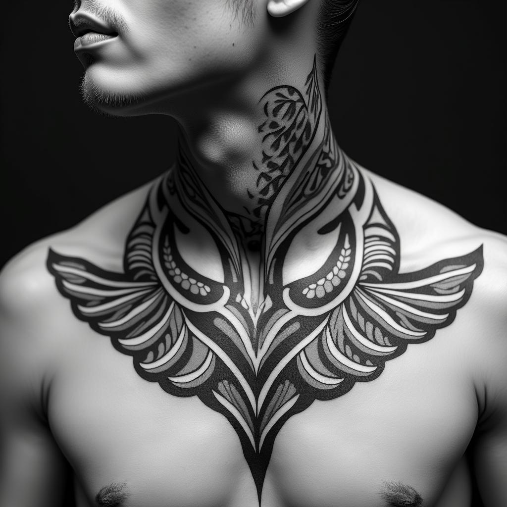 Sagittariusin tribal tattoo style, featuring bold and black geometric shapes, curved lines, intertwine and flow seamlessly, creating a powerful and symbolic design, polynesian and maori styles - Variation 64