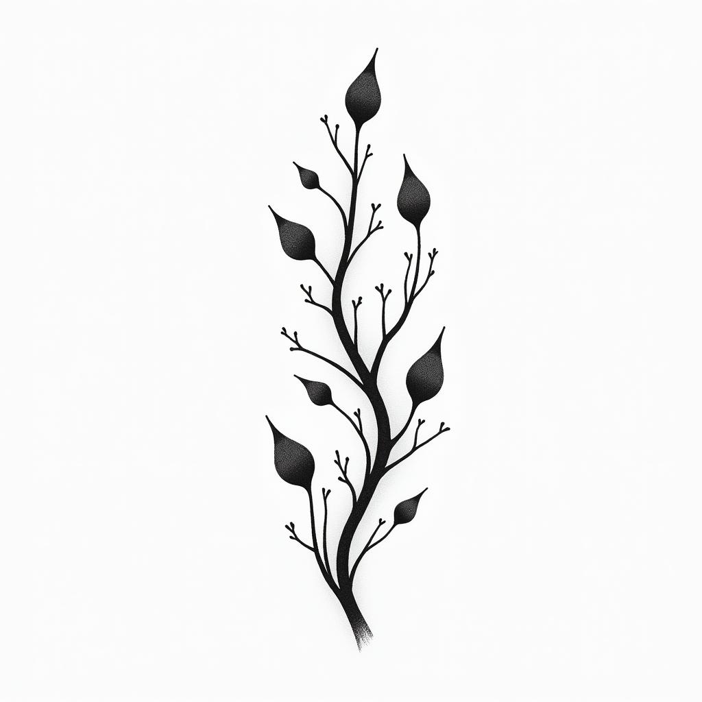 Vines multiple blackin minimalist style tattoo, featuring simple shapes and fine lines, with minimal shading and details, tiny triangles, creating a sense of balance and harmony - Variation 2