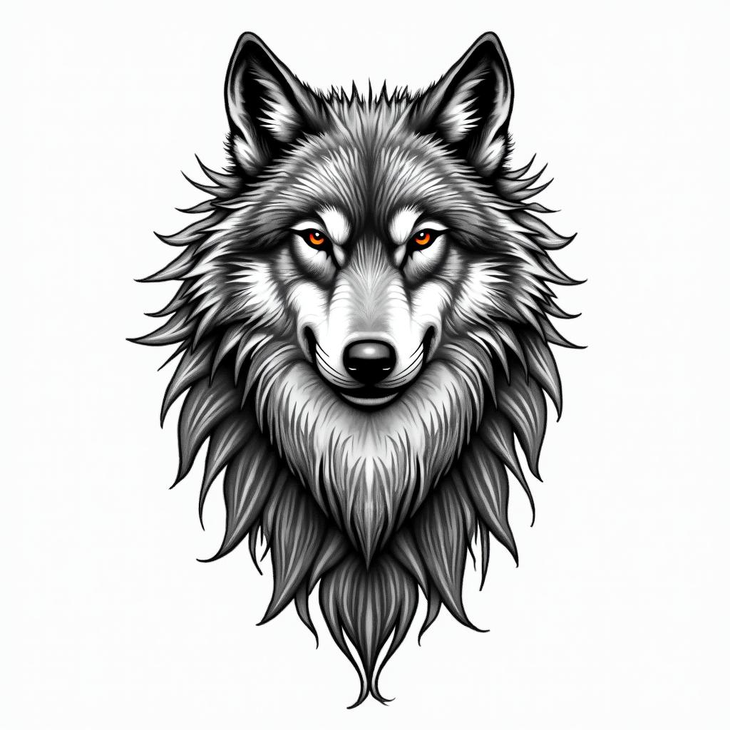a wolf defends the heartin bohemian style tattoo, 8k - Variation 7