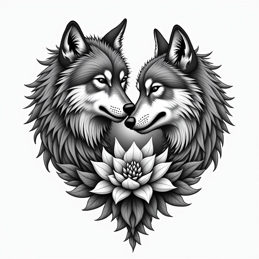 a wolf defends the heartin bohemian style tattoo, 8k - Variation 4