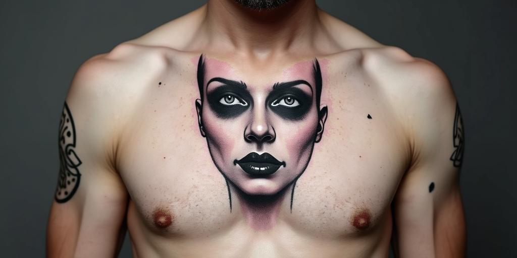Make me a face, one side is a beautiful woman and the other side is a zombiein minimalist style tattoo, featuring simple shapes and fine lines, with minimal shading and details, tiny triangles, creating a sense of balance and harmony - Variation 7
