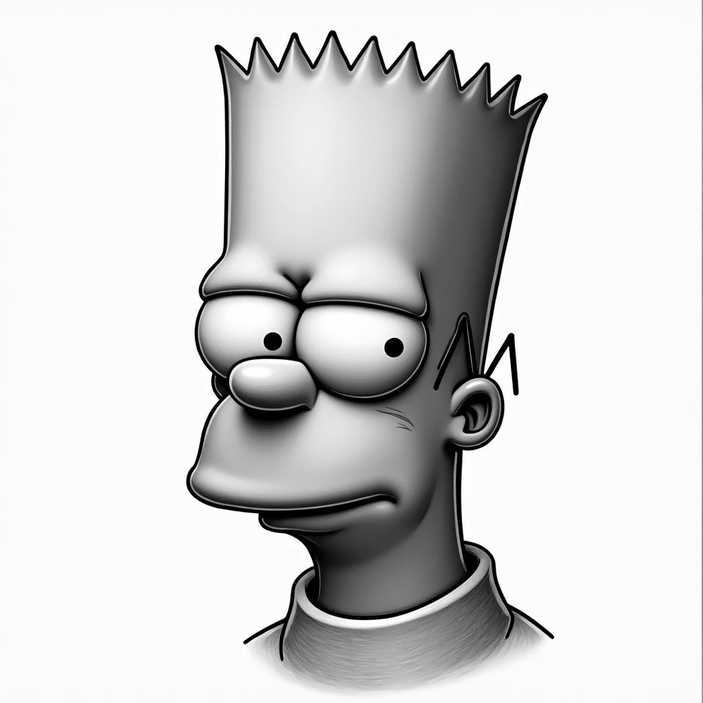 Bart Simpsonin realism tattoo style, featuring a highly detailed, lifelike, capturing every detail, photorealistic, ultra realistic, intricate shading, smooth and sharp,   - Variation 2