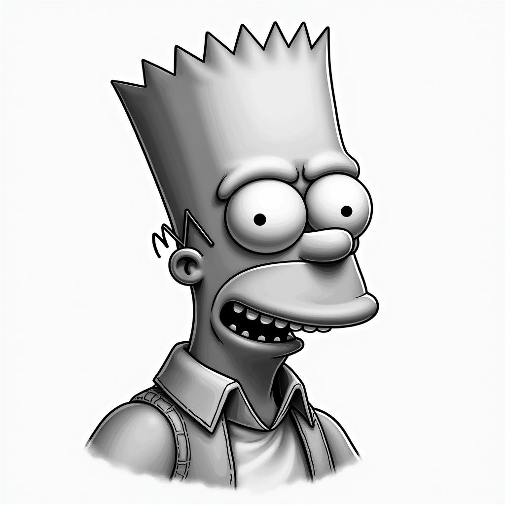 Bart Simpsonin realism tattoo style, featuring a highly detailed, lifelike, capturing every detail, photorealistic, ultra realistic, intricate shading, smooth and sharp,   - Variation 3