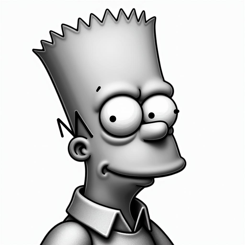 Bart Simpsonin realism tattoo style, featuring a highly detailed, lifelike, capturing every detail, photorealistic, ultra realistic, intricate shading, smooth and sharp,   - Variation 4
