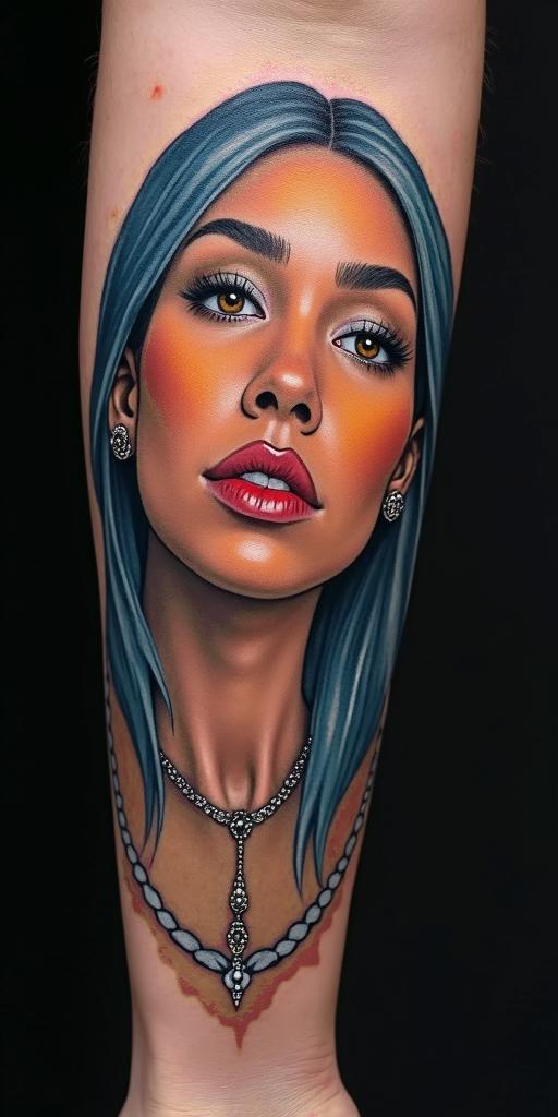 colored facein realism tattoo style, featuring a highly detailed, lifelike, capturing every detail, photorealistic, ultra realistic, intricate shading, smooth and sharp,   - Variation 3