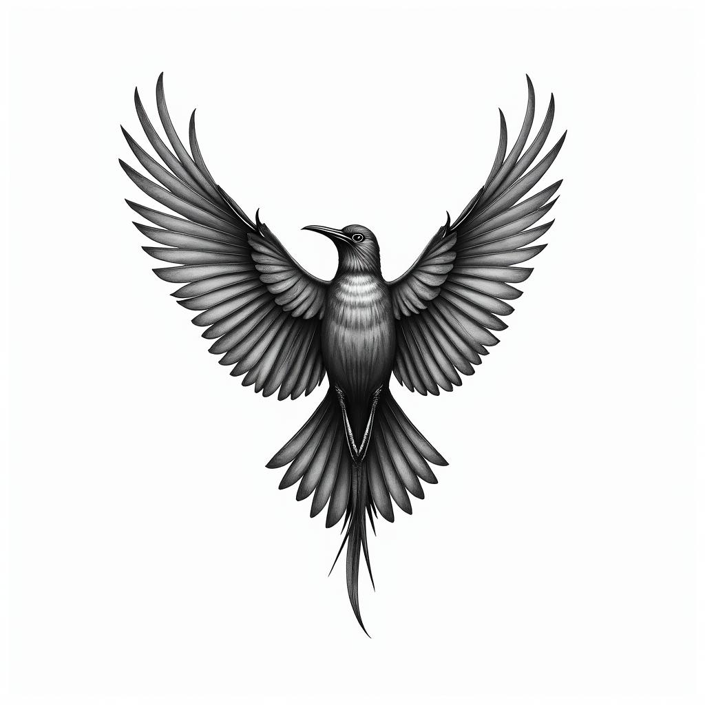 Flower Birds featherin realism tattoo style, featuring a highly detailed, lifelike, capturing every detail, photorealistic, ultra realistic, intricate shading, smooth and sharp,  