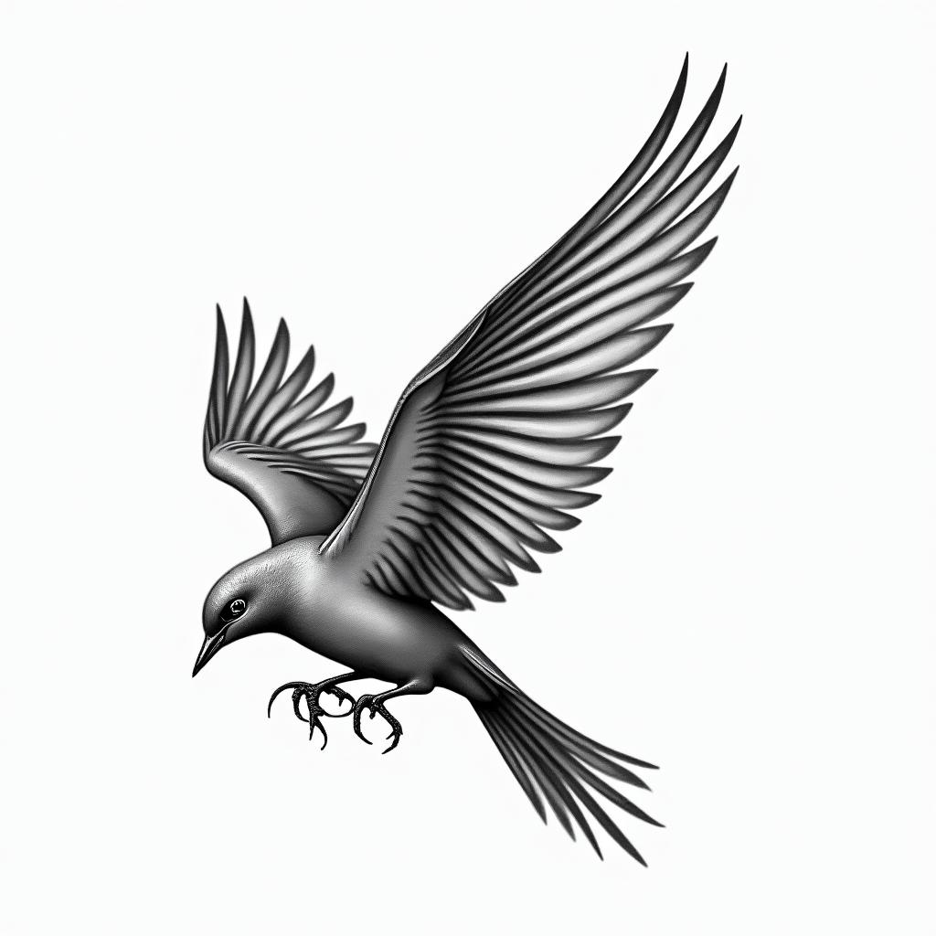 Flower Birds featherin realism tattoo style, featuring a highly detailed, lifelike, capturing every detail, photorealistic, ultra realistic, intricate shading, smooth and sharp,   - Variation 2