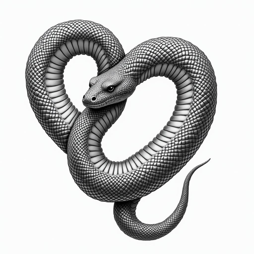 Snake u shapedhigly detailed tattoo - Variation 8