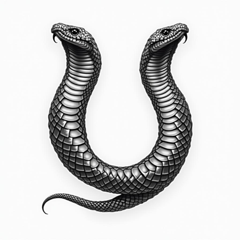 Snake u shapedhigly detailed tattoo - Variation 5
