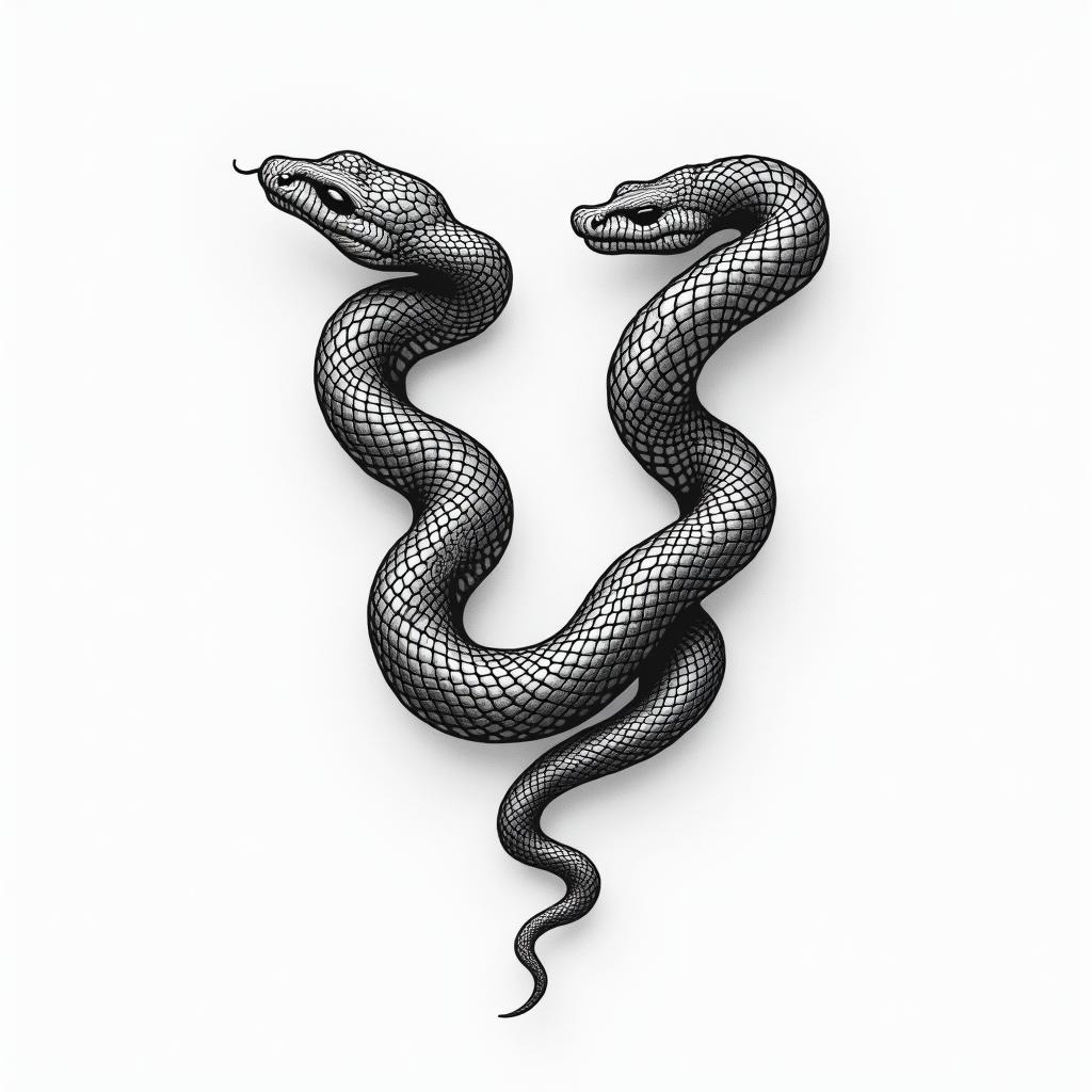 Snake u shapedhigly detailed tattoo - Variation 7