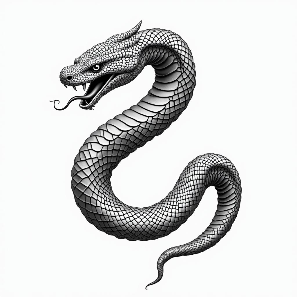 Snake u shapedhigly detailed tattoo - Variation 6