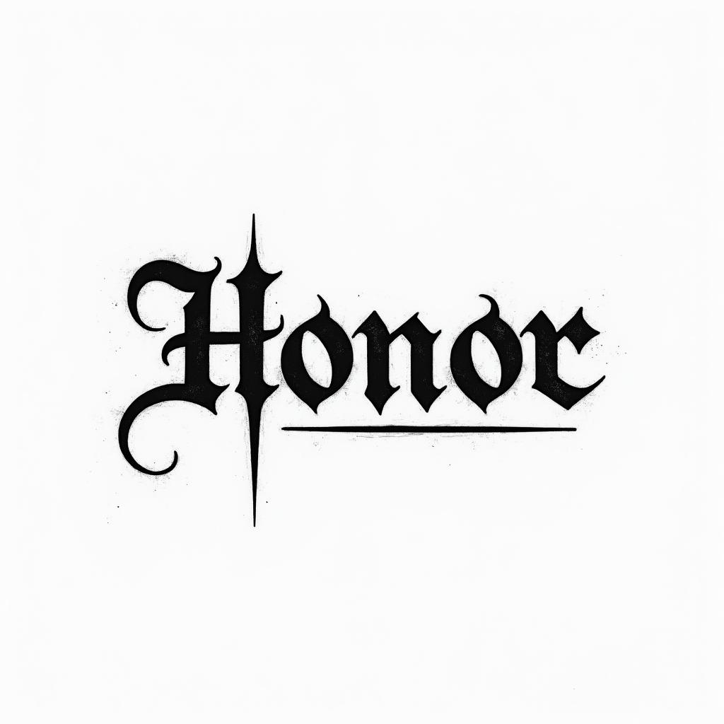 Honortext-based tattoo, japanese font ultra-realistic, perfectly placed, high-quality font design, photo-realistic shading, 8k, high quality, finely detailed typograph - Variation 3