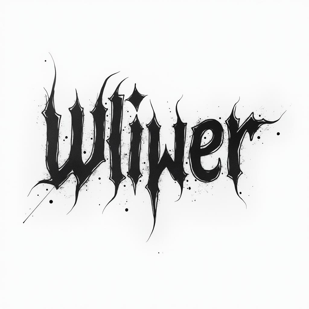 Willpowertext-based tattoo, japanese font ultra-realistic, perfectly placed, high-quality font design, photo-realistic shading, 8k, high quality, finely detailed typograph - Variation 3