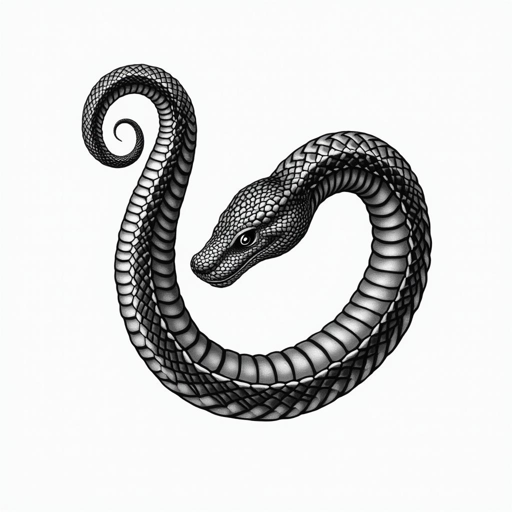 Snake u shapedhigly detailed tattoo - Variation 4
