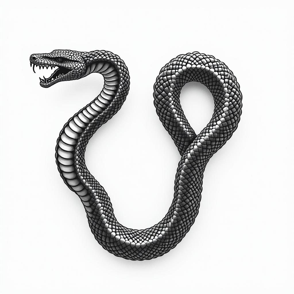 Snake u shapedhigly detailed tattoo - Variation 3