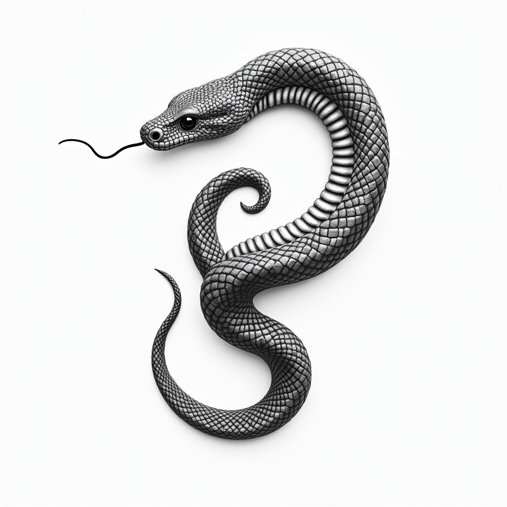 Snake u shapedhigly detailed tattoo