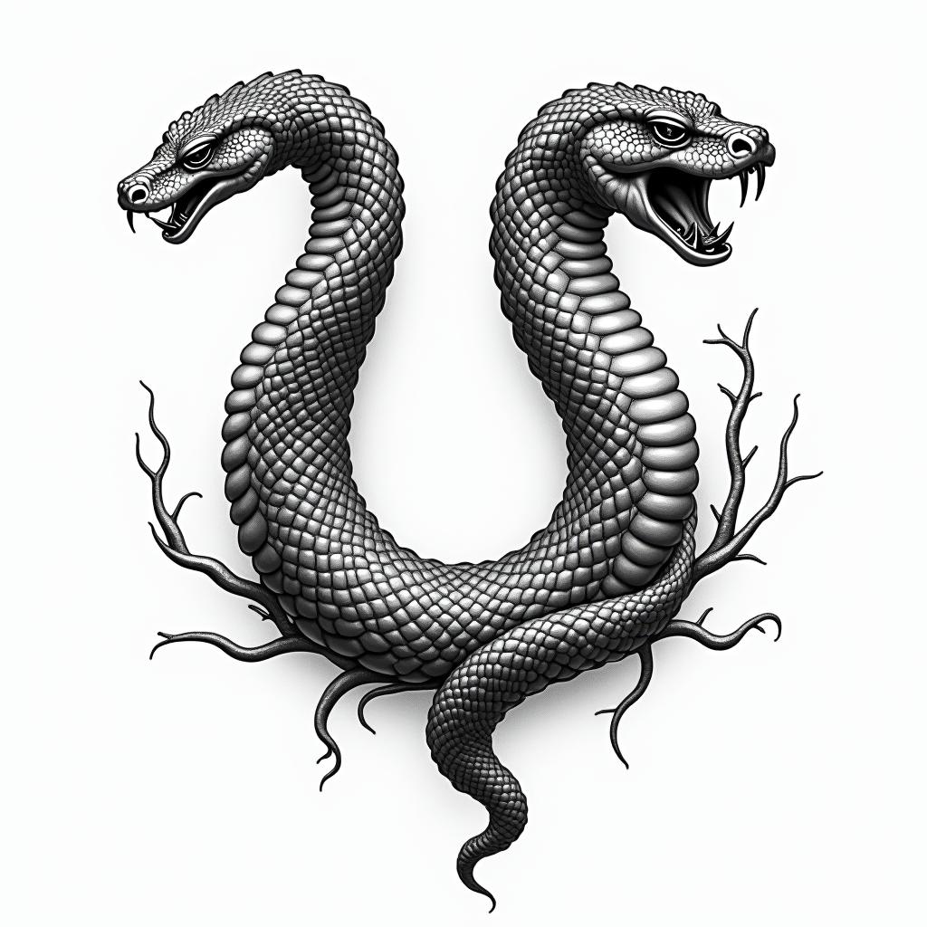 Snake u shapedhigly detailed tattoo - Variation 2